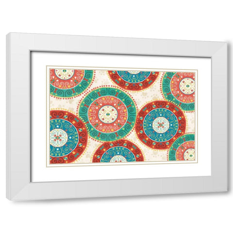 Otomi Dogs VI White Modern Wood Framed Art Print with Double Matting by Charron, Veronique