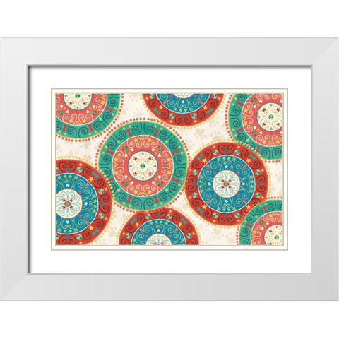 Otomi Dogs VI White Modern Wood Framed Art Print with Double Matting by Charron, Veronique