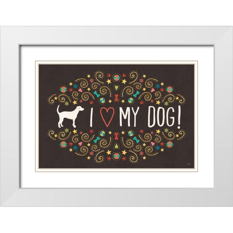 Otomi Dogs I Dark White Modern Wood Framed Art Print with Double Matting by Charron, Veronique