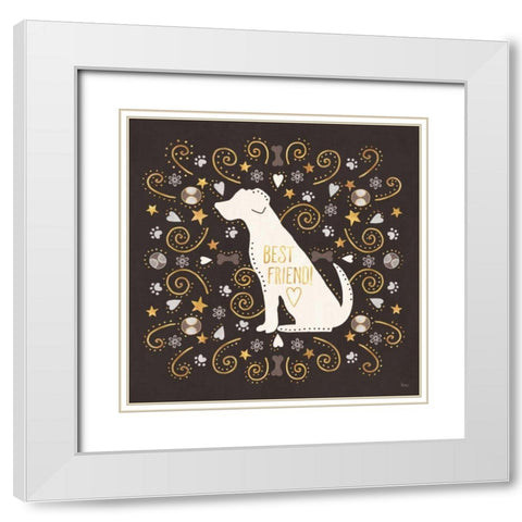 Otomi Dogs III Dark Neutral White Modern Wood Framed Art Print with Double Matting by Charron, Veronique