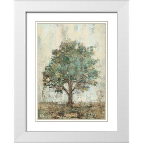 Verdi Trees I White Modern Wood Framed Art Print with Double Matting by Vassileva, Silvia