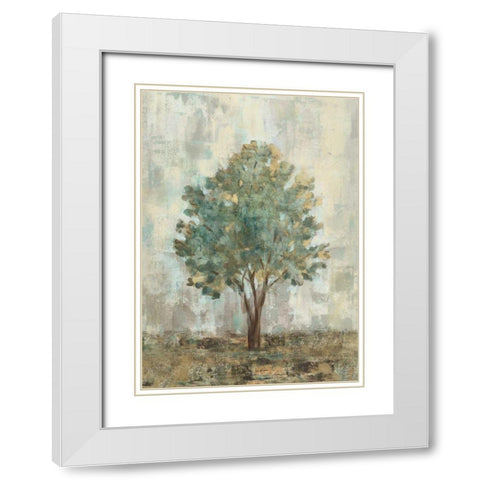 Verdi Trees II White Modern Wood Framed Art Print with Double Matting by Vassileva, Silvia