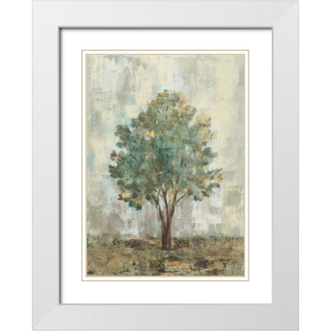 Verdi Trees II White Modern Wood Framed Art Print with Double Matting by Vassileva, Silvia