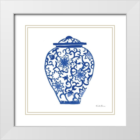 Chinoiserie III White Modern Wood Framed Art Print with Double Matting by Zaman, Farida