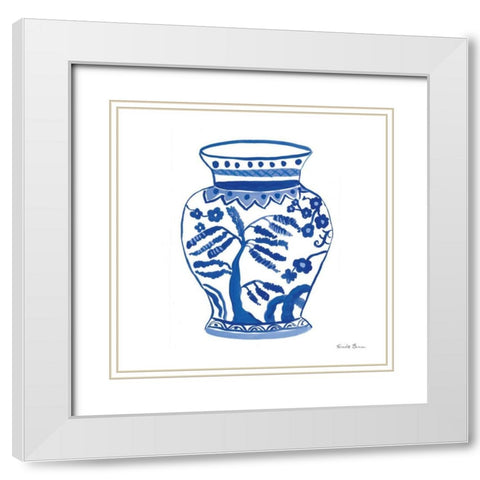 Chinoiserie IV White Modern Wood Framed Art Print with Double Matting by Zaman, Farida