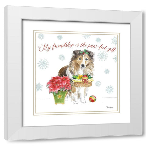 Holiday Paws III White Modern Wood Framed Art Print with Double Matting by Grove, Beth