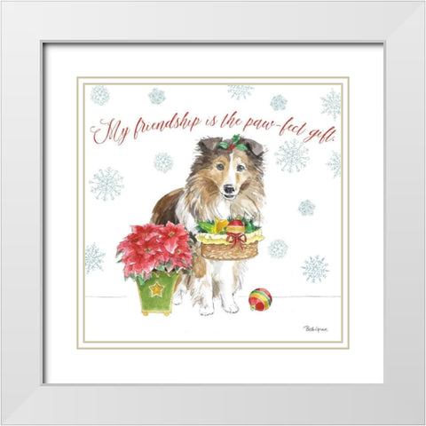 Holiday Paws III White Modern Wood Framed Art Print with Double Matting by Grove, Beth