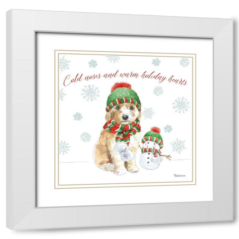 Holiday Paws IV White Modern Wood Framed Art Print with Double Matting by Grove, Beth