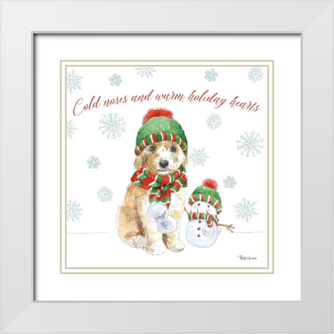 Holiday Paws IV White Modern Wood Framed Art Print with Double Matting by Grove, Beth
