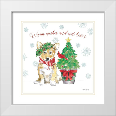 Holiday Paws V White Modern Wood Framed Art Print with Double Matting by Grove, Beth