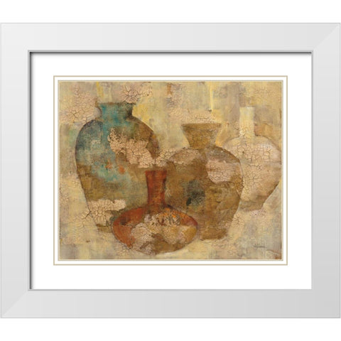Still Life Quartet White Modern Wood Framed Art Print with Double Matting by Hristova, Albena