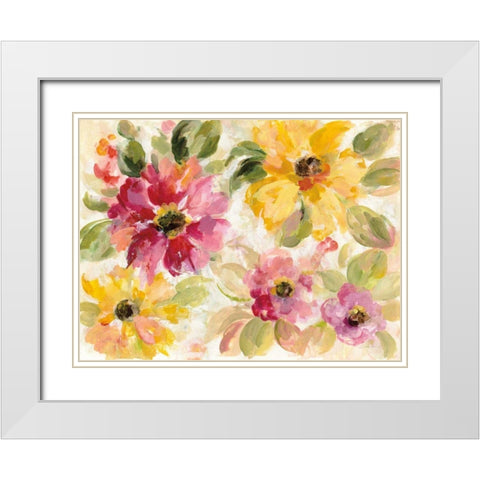 Floral Radiance White Modern Wood Framed Art Print with Double Matting by Vassileva, Silvia