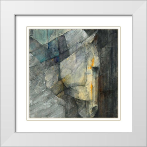 Quiet White Modern Wood Framed Art Print with Double Matting by Hristova, Albena