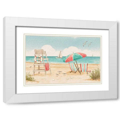 Beach Time I White Modern Wood Framed Art Print with Double Matting by Penner, Janelle