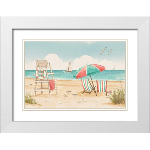 Beach Time I White Modern Wood Framed Art Print with Double Matting by Penner, Janelle