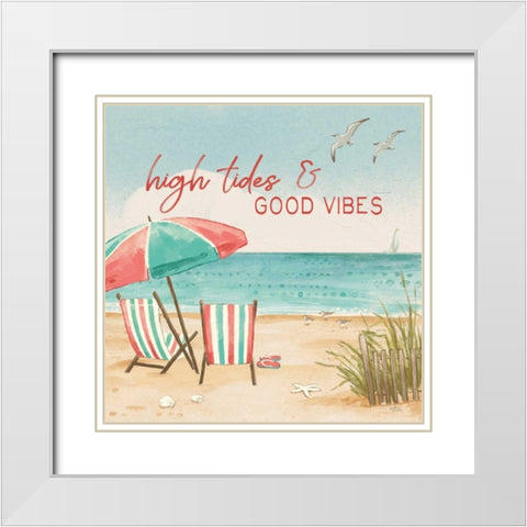 Beach Time II White Modern Wood Framed Art Print with Double Matting by Penner, Janelle