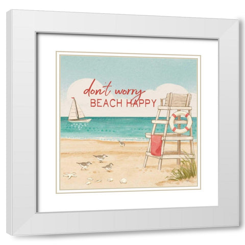 Beach Time III White Modern Wood Framed Art Print with Double Matting by Penner, Janelle