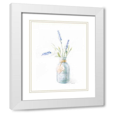 Beach Flowers III White Modern Wood Framed Art Print with Double Matting by Nai, Danhui