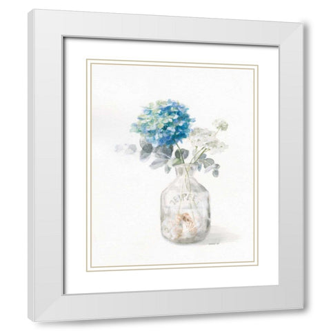 Beach Flowers V White Modern Wood Framed Art Print with Double Matting by Nai, Danhui