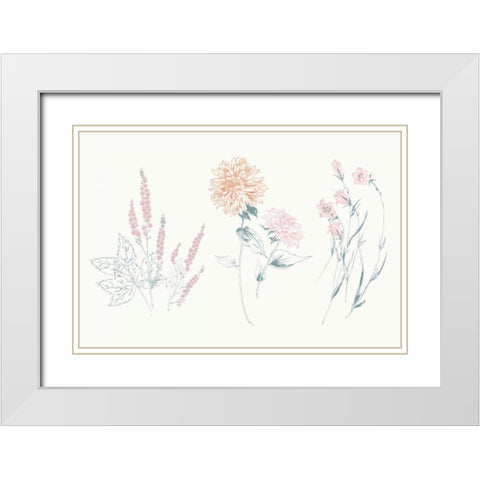 Flowers on White VIII Contemporary White Modern Wood Framed Art Print with Double Matting by Wild Apple Portfolio