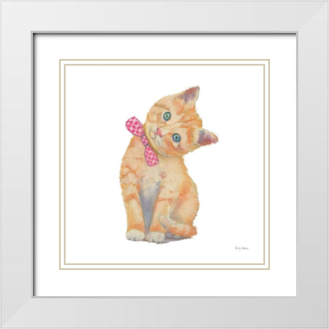 Cutie Kitties II White Modern Wood Framed Art Print with Double Matting by Adams, Emily