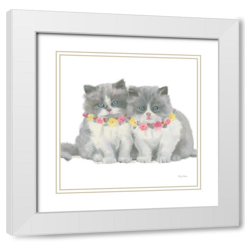 Cutie Kitties VIII White Modern Wood Framed Art Print with Double Matting by Adams, Emily