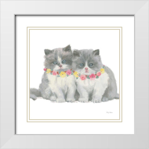 Cutie Kitties VIII White Modern Wood Framed Art Print with Double Matting by Adams, Emily