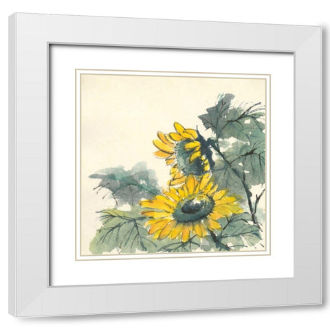 Sunflower II White Modern Wood Framed Art Print with Double Matting by Paschke, Chris
