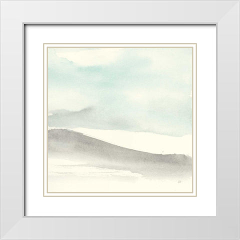 Teal Sky I White Modern Wood Framed Art Print with Double Matting by Paschke, Chris