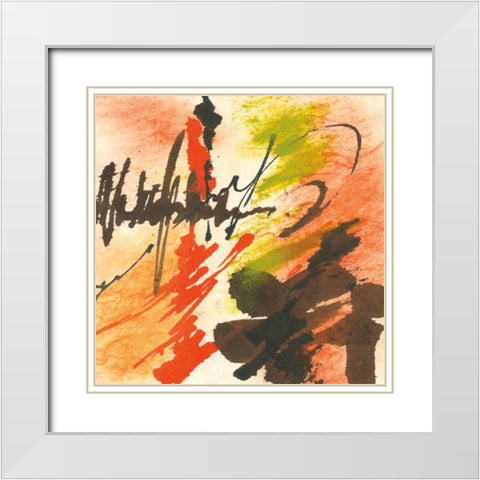 Graffiti Orange II White Modern Wood Framed Art Print with Double Matting by Paschke, Chris