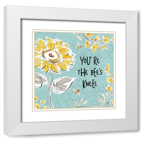 Bee Happy II Linen White Modern Wood Framed Art Print with Double Matting by Brissonnet, Daphne