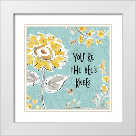 Bee Happy II Linen White Modern Wood Framed Art Print with Double Matting by Brissonnet, Daphne