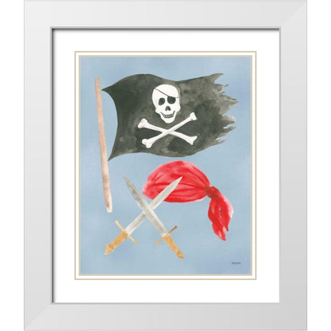 Pirates II White Modern Wood Framed Art Print with Double Matting by Jackson, Jenaya