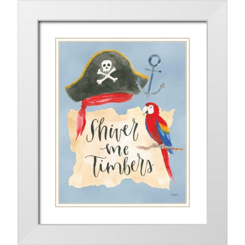 Pirates III White Modern Wood Framed Art Print with Double Matting by Jackson, Jenaya