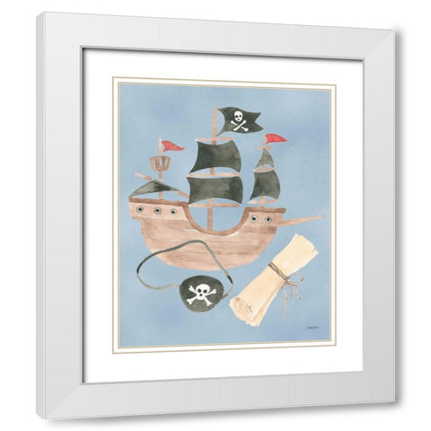 Pirates IV White Modern Wood Framed Art Print with Double Matting by Jackson, Jenaya