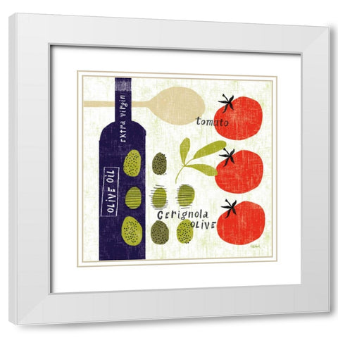 Italiano Olives White Modern Wood Framed Art Print with Double Matting by Schlabach, Sue