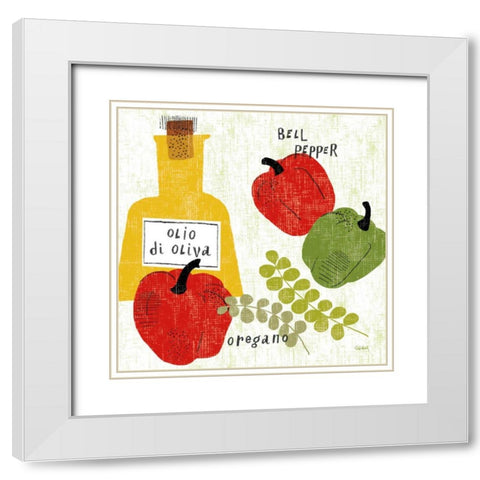 Italiano Peppers White Modern Wood Framed Art Print with Double Matting by Schlabach, Sue