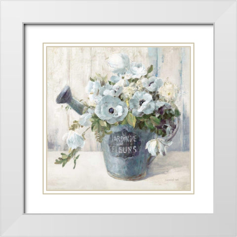 Garden Blooms II Blue Crop White Modern Wood Framed Art Print with Double Matting by Nai, Danhui