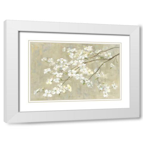 Dogwood in Spring Neutral Crop White Modern Wood Framed Art Print with Double Matting by Nai, Danhui