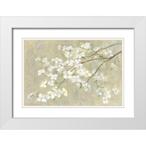 Dogwood in Spring Neutral Crop White Modern Wood Framed Art Print with Double Matting by Nai, Danhui