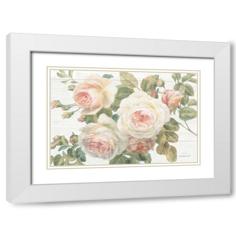 Vintage Roses White on Shiplap Crop White Modern Wood Framed Art Print with Double Matting by Nai, Danhui