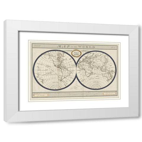 Torkingtons World Map with Indigo White Modern Wood Framed Art Print with Double Matting by Schlabach, Sue