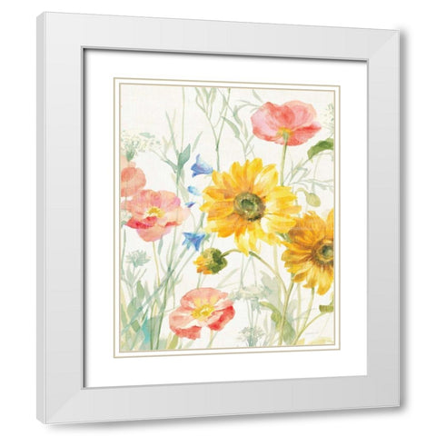 Floursack Florals I No Words Crop White Modern Wood Framed Art Print with Double Matting by Nai, Danhui