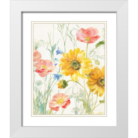 Floursack Florals I No Words Crop White Modern Wood Framed Art Print with Double Matting by Nai, Danhui