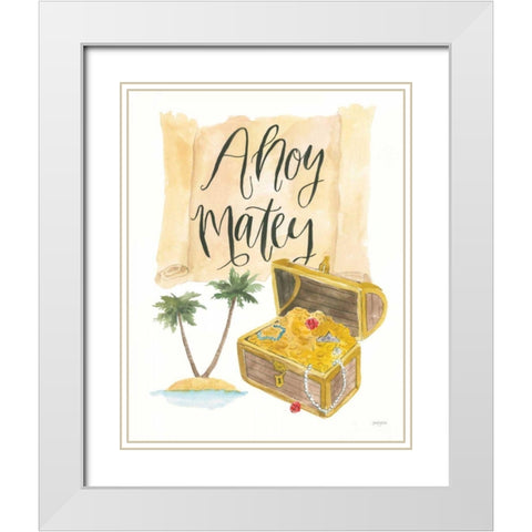 Pirates I on White White Modern Wood Framed Art Print with Double Matting by Jackson, Jenaya