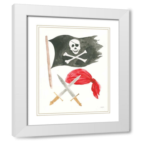 Pirates II on White White Modern Wood Framed Art Print with Double Matting by Jackson, Jenaya