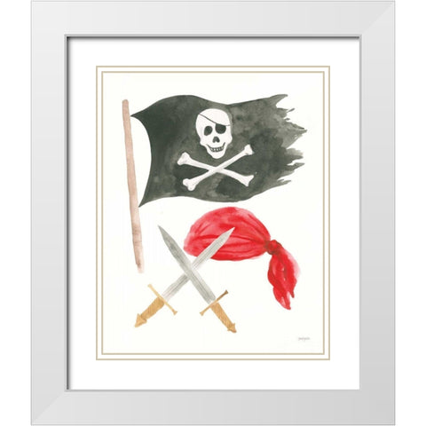 Pirates II on White White Modern Wood Framed Art Print with Double Matting by Jackson, Jenaya