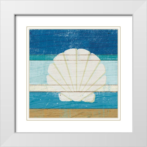 Beachscape Shell v2 White Modern Wood Framed Art Print with Double Matting by Mullan, Michael