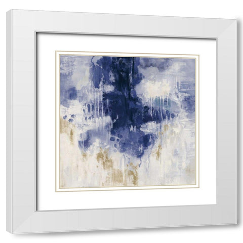 Blue Rain White Modern Wood Framed Art Print with Double Matting by Vassileva, Silvia
