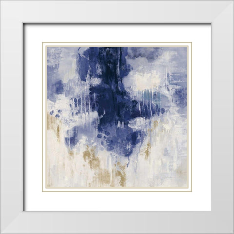 Blue Rain White Modern Wood Framed Art Print with Double Matting by Vassileva, Silvia